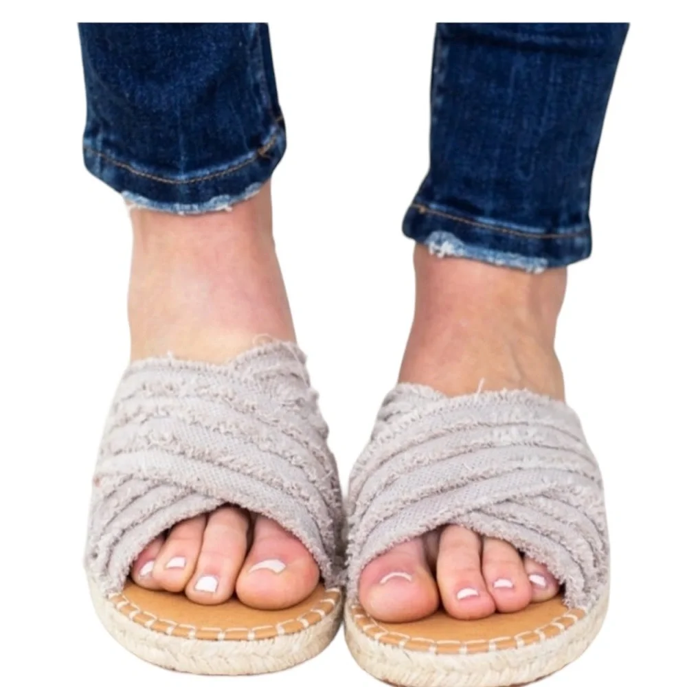 Women’s Flat Shoes Slip On Mule Espadrille Sandals Size 9